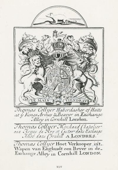 Byteskort för Thomas Collyer, Cornhill Haberdasher av English School