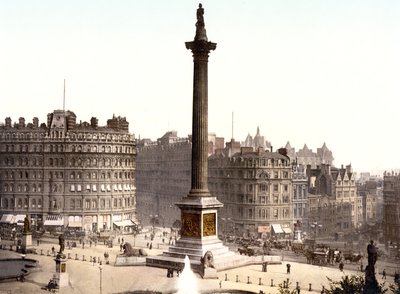 Trafalgar Square, London (handfärgat foto) av English School