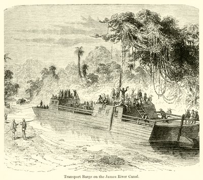 Transportpråm på James River Canal (gravyr) av English School