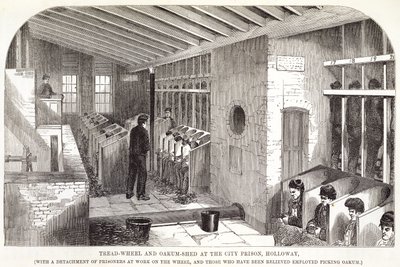 Tread-Wheel and Oakum-Shed at the City Prison, Holloway, från The Criminal Prisons of London and Scenes of Prison Life av Henry Mayhew (1812-87) och John Binny, 1862 av English School