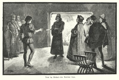 Gottesurteil, das glühende Eisen (Gravur) von English School