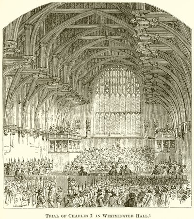 Rättegång mot Charles I i Westminster Hall av English School