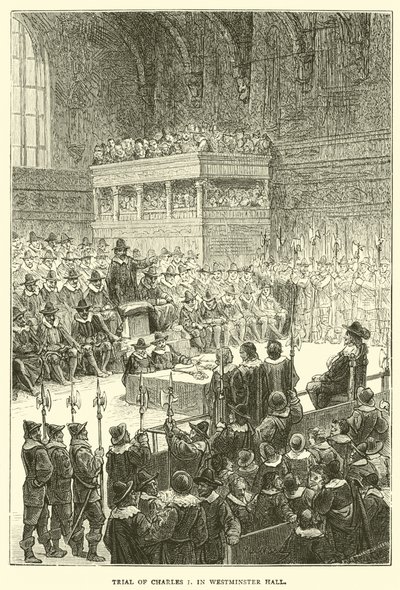 Rättegång mot Charles I i Westminster Hall av English School