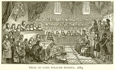 Rättegång mot Lord William Russell, 1683 av English School