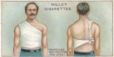Triangulärt bandage för bröstet, nr. 37 från First Aid-serien med Willss Cigarettes-kort, 1913 av English School