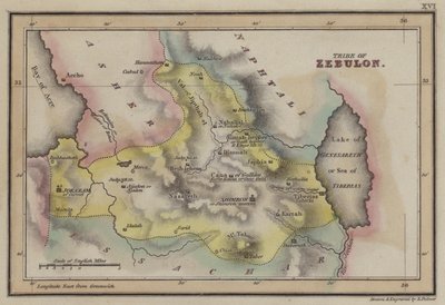 Tribe of Zebulon (färgad gravyr) av English School