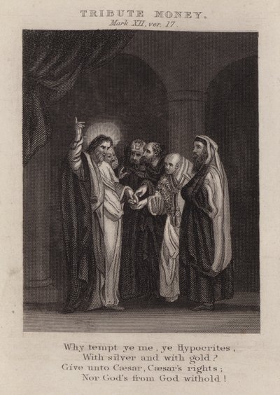 Hyllningspengar, Mark XII, ver 17 (gravyr) av English School