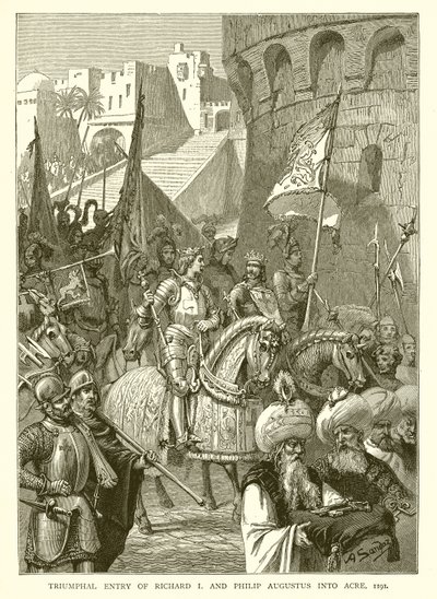Richard I:s och Philip Augustus triumferande intåg i Acre, 1191 av English School