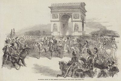Kejsar Napoleon III:s triumferande intåg i Paris (gravyr) av English School