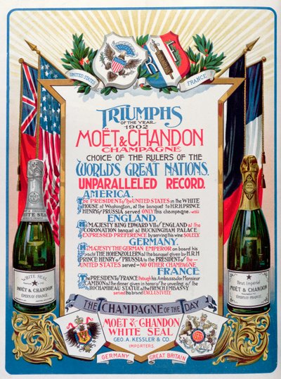 "Triumphs of the Year 1902, Moet  Chandon Champagne, Choice of the Rulers of the World