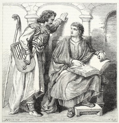 Trubadur och Barbe, illustration från The History of Protestantism av James Aitken Wylie (1808-1890), pub. 1878 av English School
