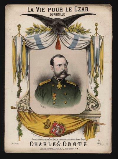 Tsar Alexander II av Ryssland, omslag till La Vie pour le Czar, en kvadrille av Charles Coote av English School