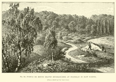 Tumuli eller Mound Graves (Hugelgraber) vid Stanislau i östra Galicien av English School