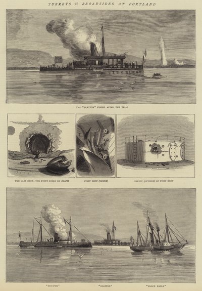 Turrets v Broadsides at Portland (gravyr) av English School