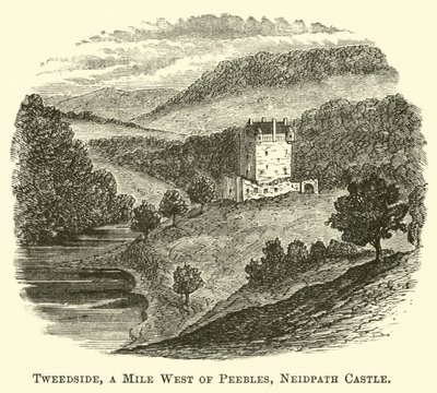 Tweedside, en mil väster om Peebles, Neidpath Castle av English School