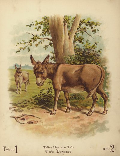 Två åsnor (chromolitho) av English School