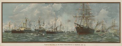 Typer av flottan vid Royal Naval Review i Spithead den 23 juli (kromolit) av English School