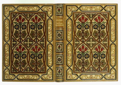 Övre och undre omslag, med blommor i art nouveau interlaced geometriska mönster, 1893 av English School