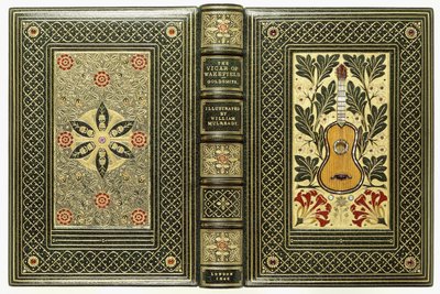Övre och undre omslag, med gitarr och blommönster, 1843 av English School