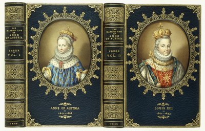 Övre omslagssats, med två ovala porträtt av Anne av Österrike och Ludvig XIII, 1865 av English School