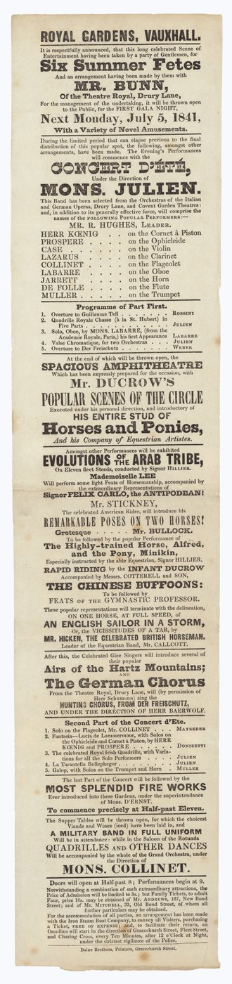 Vauxhall Gardens, annons av English School