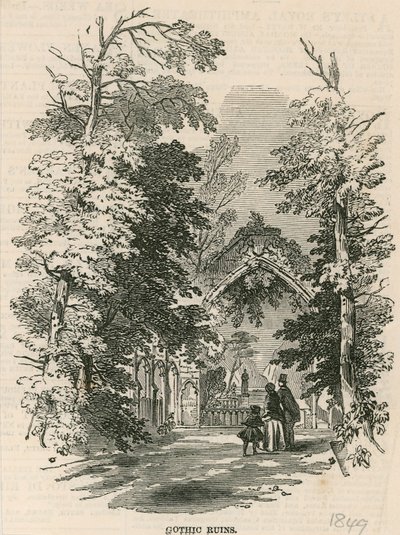 Vauxhall Gardens, London: De gotiska ruinerna av English School