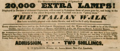 Vauxhall Gardens, London: Den italienska promenaden av English School