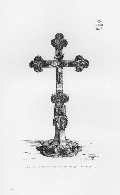 Victoria And Albert Museum: Krucifix, silverförgyllt, tyskt ca 1400 av English School