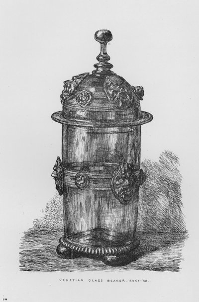 Victoria And Albert Museum: Venetian Glass Beaker 5954-58 (gravyr) av English School