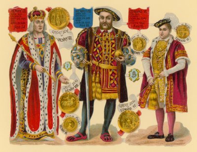 Viktorianskt skrot: kung Henrik VII, kung Henrik VIII, kung Edward VI av English School