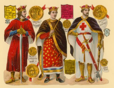 Viktorianskt skrot: King Stephen, King Henry II, King Richard I av English School