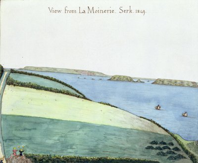 Utsikt från la Moinerie, Serk, 1849 (wc på papper) av English School