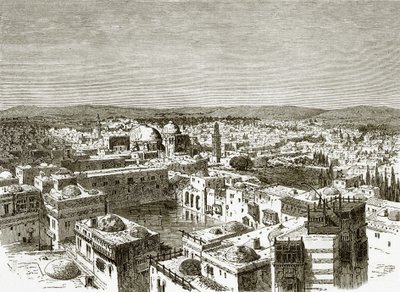 Utsikt över Jerusalem från Hiskias pool av English School