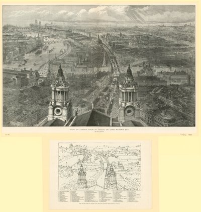 Utsikt över London från St Pauls på Lord Mayors Day av English School