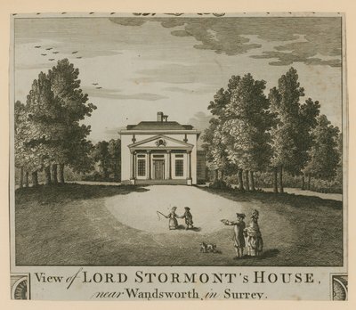 Utsikt över Lord Stormonts House nära Wandsworth i Surrey av English School