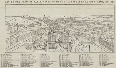 Utsikt över Paris, givet med The Illustrated London News (gravyr) av English School