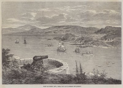 Utsikt över Point Levi, från Battlements of Quebec (gravyr) av English School
