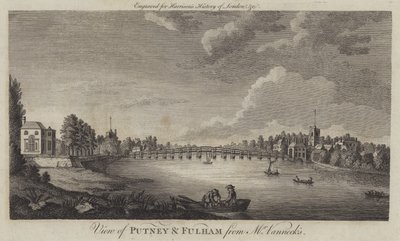 Utsikt över Putney och Fulham från Mr Vannecks (gravyr) av English School