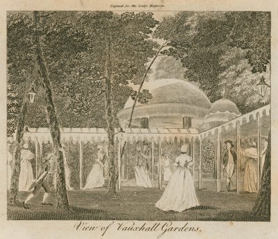 Utsikt över Vauxhall Gardens, London av English School