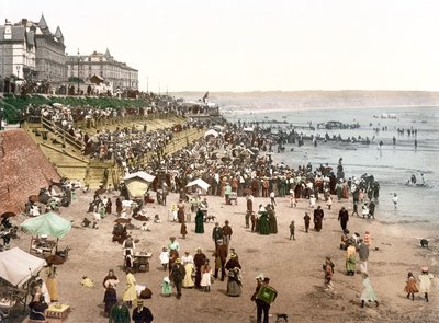 Utsikt över en engelsk strand (handfärgat foto) av English School