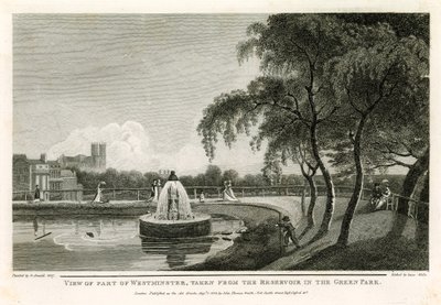 Vy över en del av Westminster, tagen från reservoaren i Green Park av English School