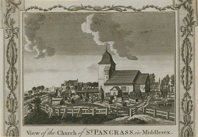 Utsikt över kyrkan St Pancras av English School