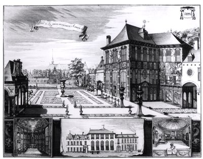 Utsikt över Hilwerue-huset som tillhör Peter Paul Rubens (1577-1640) 1692 (gravyr) (bw foto) av English School