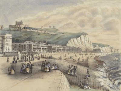 Utsikt över den marina paraden och slottet, Dover av English School