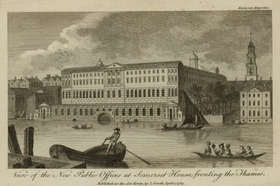 Utsikt över de nya offentliga kontoren vid Somerset House, vid Themsen av English School