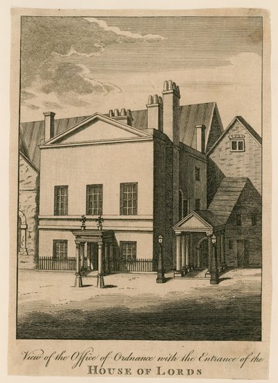 Vy över Office of Ordnance med ingången till House of Lords av English School