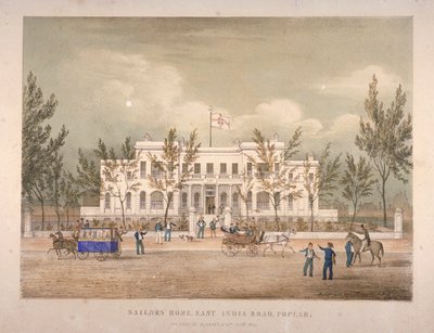 Utsikt över Sailors Home på East India Dock Road, Poplar, London, 1841 av English School