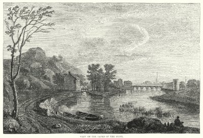Utsikt över stranden av Seine (gravyr) av English School