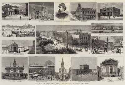 Utsikter i Montevideo, Uruguay, Sydamerika (gravyr) av English School