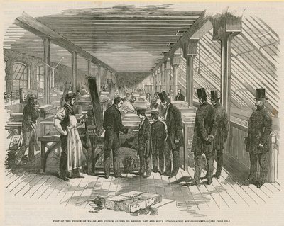 Besök av Prince of Wales och Prince Alfred till Mrs Day and Sons litografiska anläggning av English School